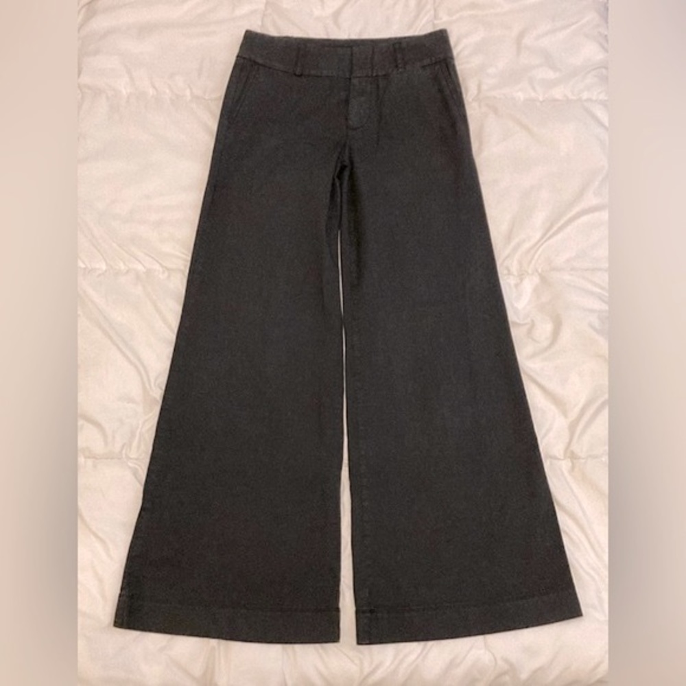 Frame Denim Wide Leg Pants in Charcoal Gray